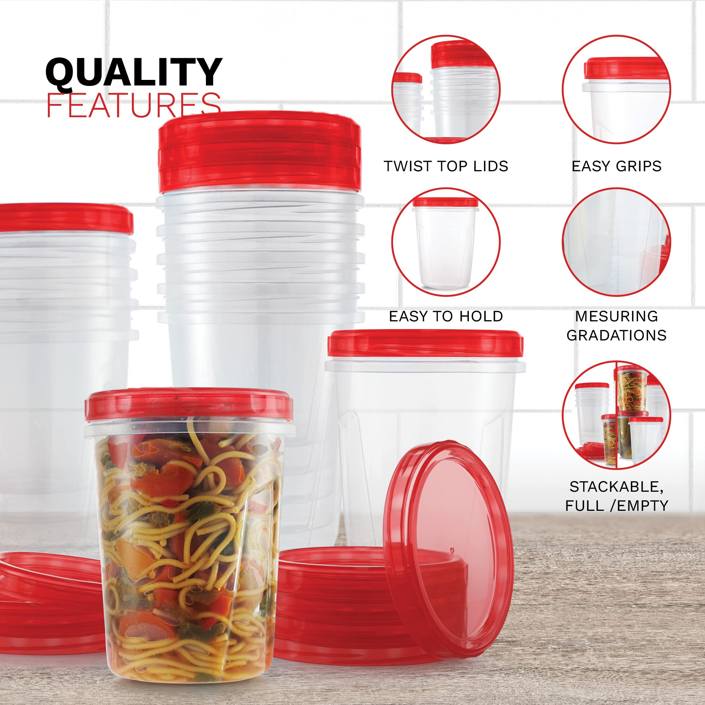 Amazon｜食品用冷凍容器 [32オンス - 10個パック] ツイストトップ蓋